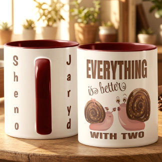 Mug Joli Couple d'Escargots de Dessin Animé