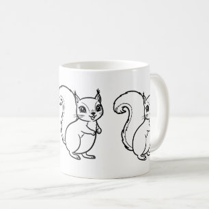Mug Joli Couple Écureuil Ligne Art Minimaliste Café Mu