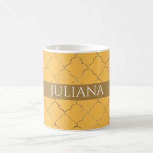 Mug Joli Daffodil Gold Quatrefoil Personnalisé