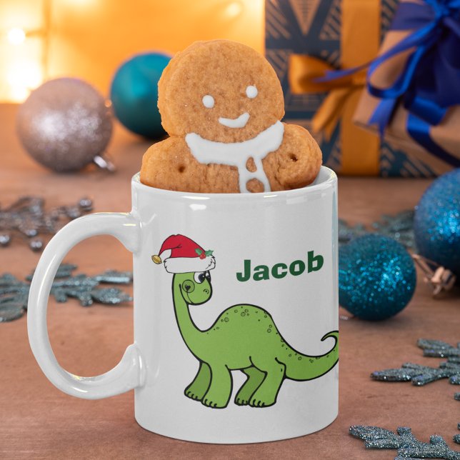 Mug Joli Dinosaure de Noël Père Noël Enfants Personnal (Créateur téléchargé)