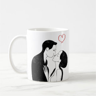 Mug Joli Doodle Amour Coeur Couple Romantique Baiser