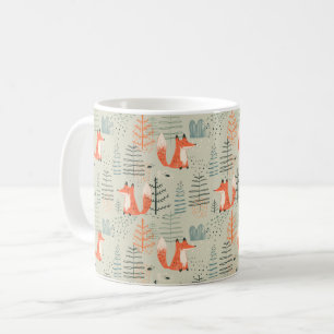 Mug Joli Doodle Fox Forest Motif de bois