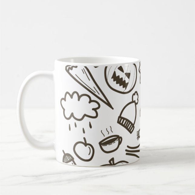 Mug Joli Doodle Halloween Motif sans couture, Hallowee (Gauche)