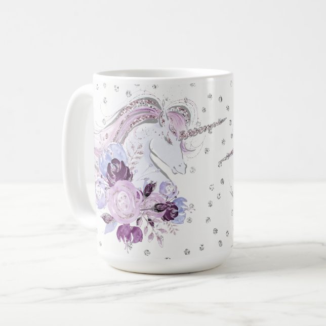 Mug Joli duo de licorne d'aquarelle (Devant gauche)