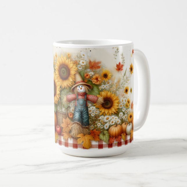 Mug Joli Écarteur avec Citrouilles et Fleurs (Devant droit)