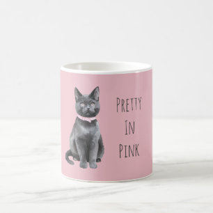 Mug Joli en rose chat gris