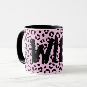Mug Joli en rose impression animale (personnalisé)