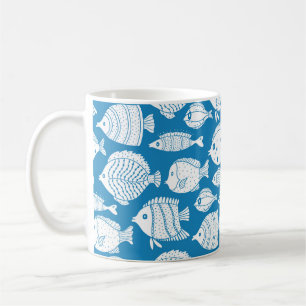 Mug Joli ensemble de poisson vintage. Illustration dé