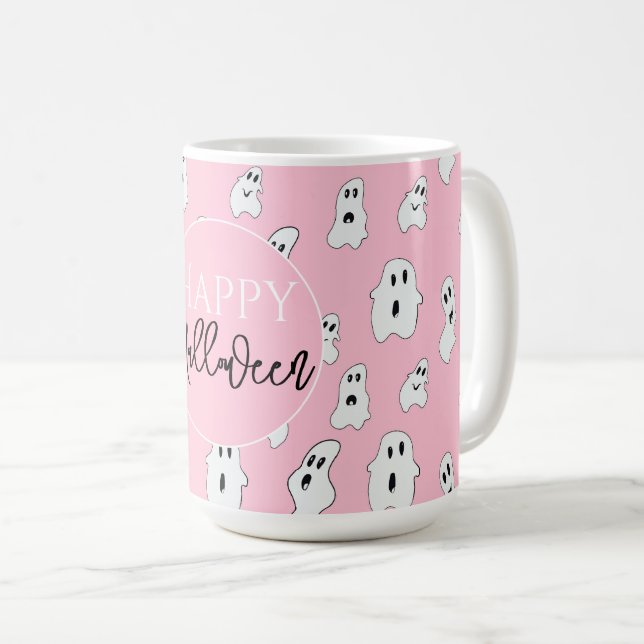 Mug Joli Fantômes Blancs Rose (Devant droit)