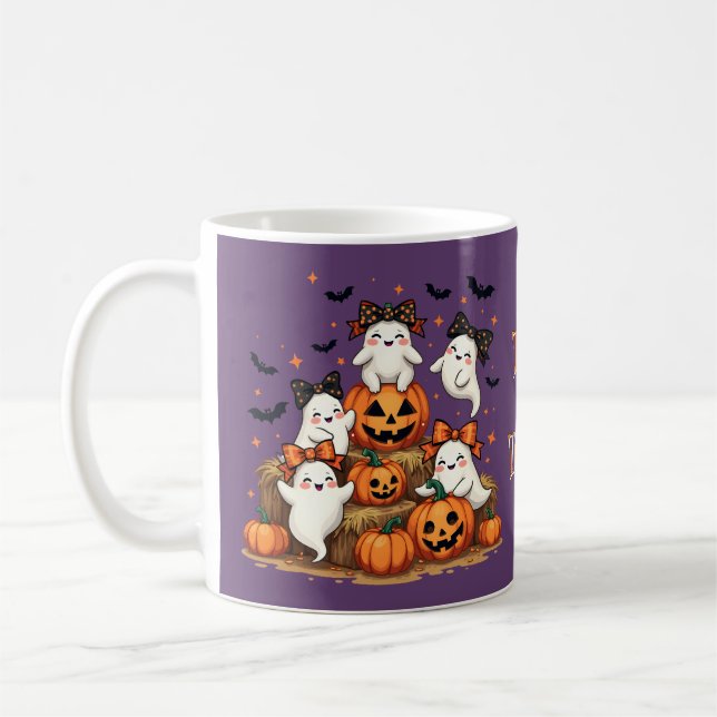Mug Joli Fantômes D'Halloween En Coquette Bows Et Citr (Gauche)