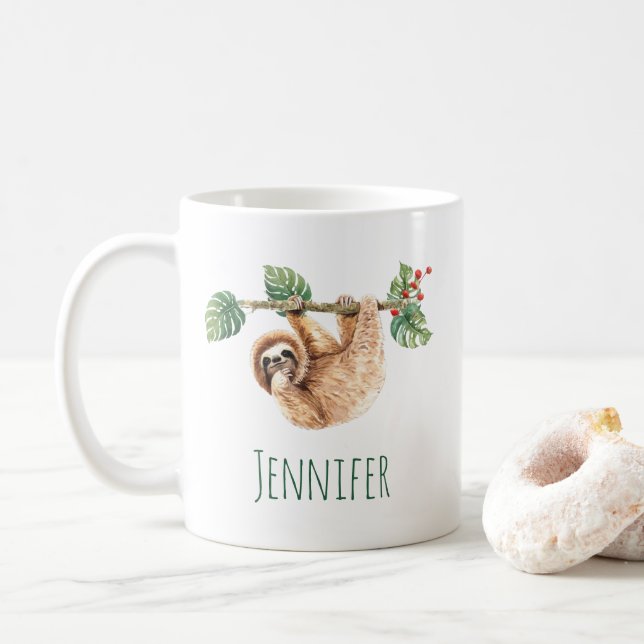 Mug Joli fentes accroché à l'aquarelle vers le bas (Avec donut)