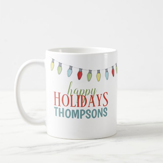 Mug Joli Fête Personnalisée Noël élégant Nom de famill (Gauche)