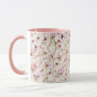 Mug Joli Fleur sauvage 3D Whimsical En rose Et lilas