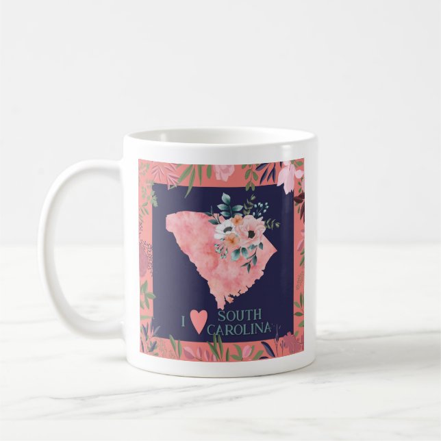 Mug Joli Floral I Love South Carolina State Map (Gauche)