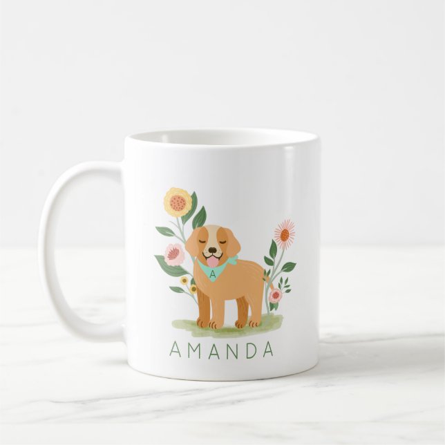 Mug Joli Floral Or Retriever Pet (Gauche)
