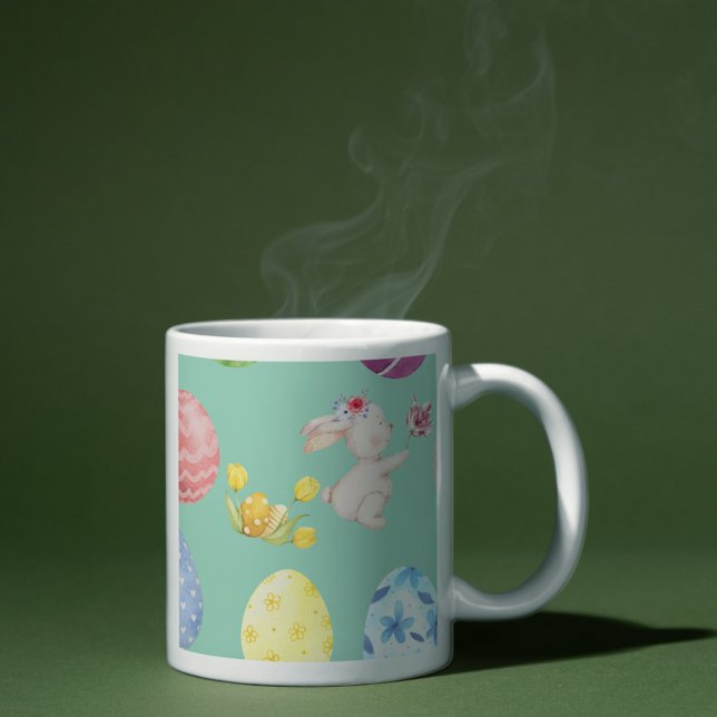 Mug Joli Lapin de Pâques aquarelle vert sauge (Créateur téléchargé)