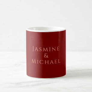 Mug Joli Minimaliste Deep Red & Peach Propre Nom