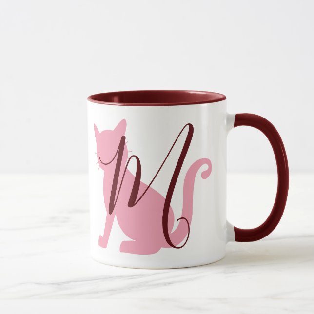Mug Joli Monogramme de chat rose (Droite)