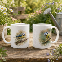 Joli monogramme d'oiseau mésange bleue à l'aquarel