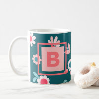 Joli Monogramme moderne rose et Turquoise motif fl
