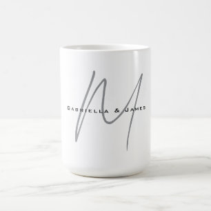 Mug Joli Monogramme Noir Blanc Gris Calligraphie