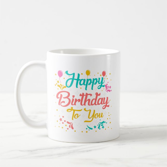 Mug Joli mot art d'anniversaire ajouter monogramme (Gauche)