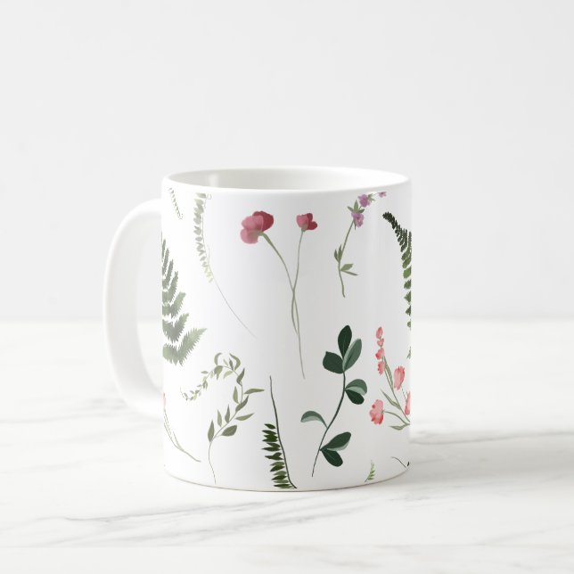 Mug Joli Motif botanique Fleur sauvage (Devant gauche)