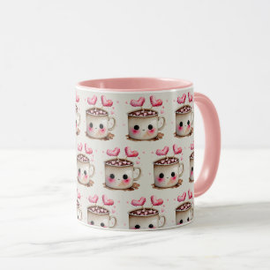 Mug Joli motif de chocolat chaud à l'aquarelle rose et