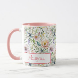 Mug Joli motif floral pastel personnalisé