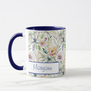 Mug Joli motif floral pastel personnalisé