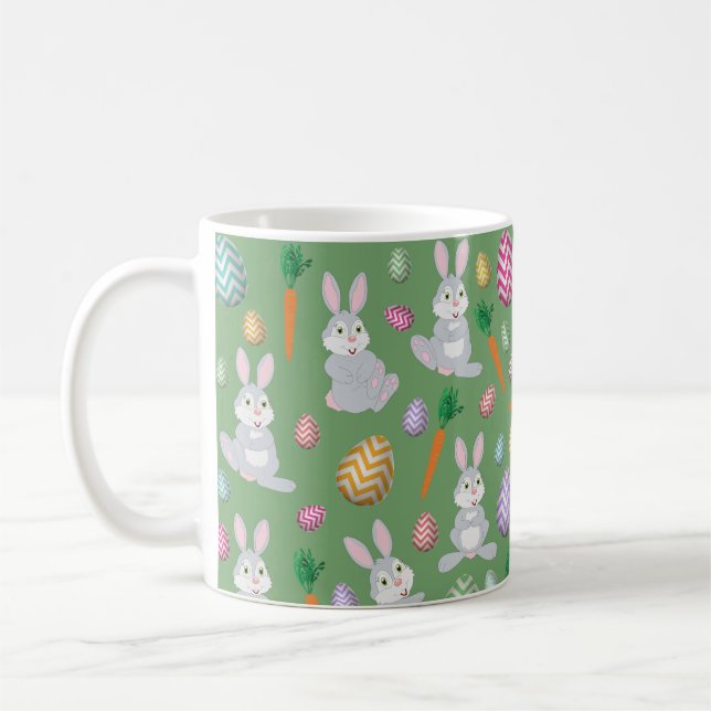 Mug Joli Motif lapin lapin de Pâques vert (Gauche)