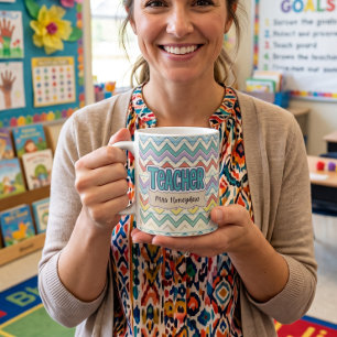 Mug Joli motif rétro d'enseignant personnalisé École 
