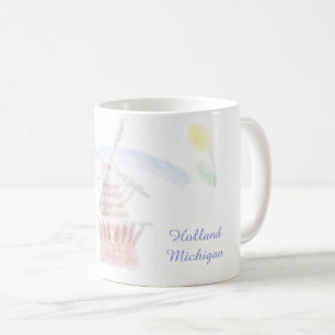 Mug Joli moulin à vent de Holland Michigan en aquarell