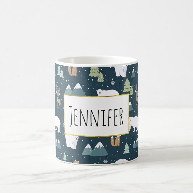 Mug Joli Noël Animaux d'hiver Motif rustique (Centre)