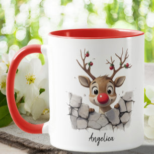 Mug Joli Noël Peeeer Reindeer Rouge Nez Personnalisé
