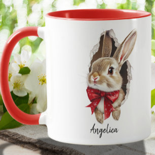 Mug Joli Noël Peeking Rabbit personnalisé