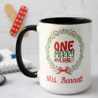 Mug Joli Noël sur mesure Floral Noel Nurse Cadeau