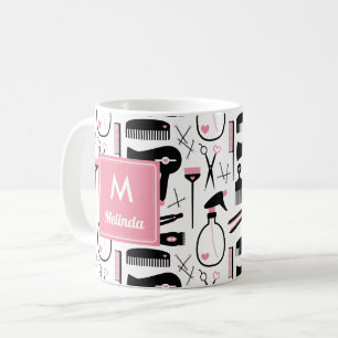 Mug Joli noir blanc cheveux Styliste Motif Monogramme
