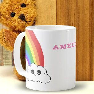 Mug Joli Nom d'Enfant Nuage Arc-en-Ciel Kawaii 