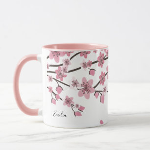 Mug Joli Nom Fleur de Cerisier Rose