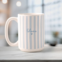 Joli nom personnalisé rayures bleu clair féminin