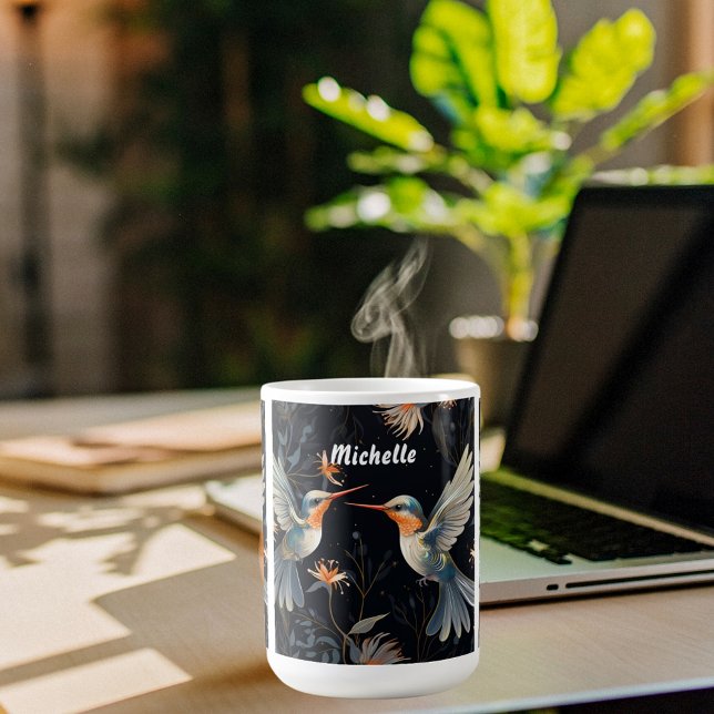 Mug joli oiseau floral bourdonnement nom personnalisé (Créateur téléchargé)
