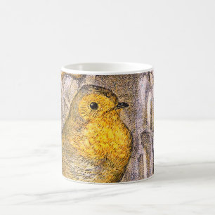 Mug Joli oiseau Robin vintage sur une branche enneigée