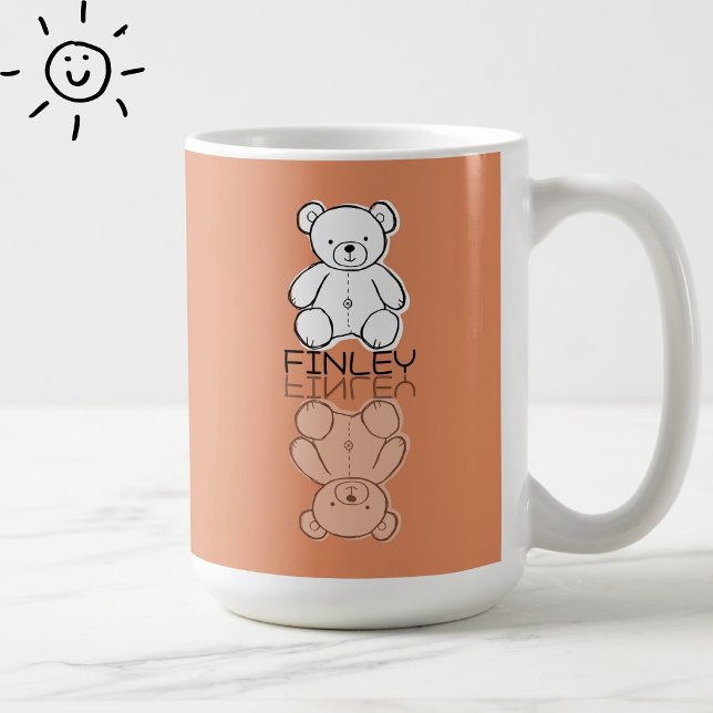 Mug Joli ours en peluche rose réflexion Doodle nom per (Créateur téléchargé)