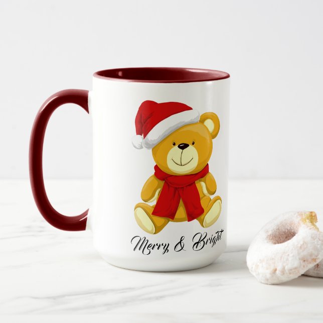 Mug Joli Ours En Teddy De Noël Personnalisé (Avec donut)