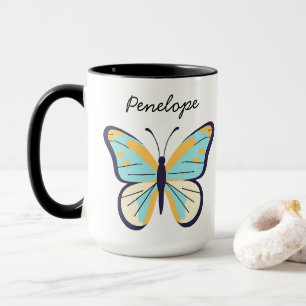 Mug Joli Papillon Bleu • Nom personnalisable