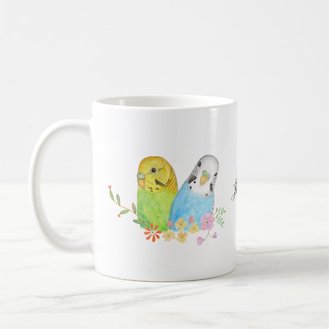 Mug Joli perroquet de bougie d'oiseaux Nom personnalis (Gauche)