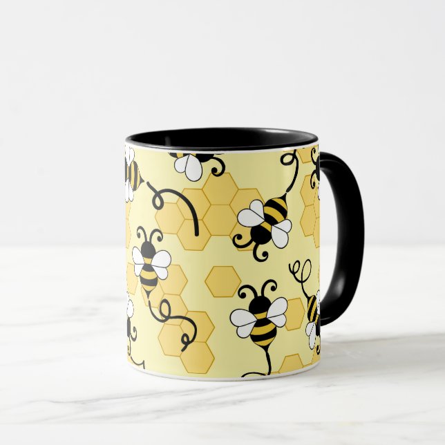 Mug Joli petit motif abeilles (Devant droit)