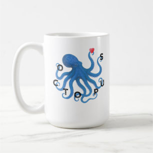 Mug Joli poulpe bleu ami avec cœur océan plongée 