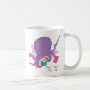 Mug Joli professeur pieuvre violet Personnalisé